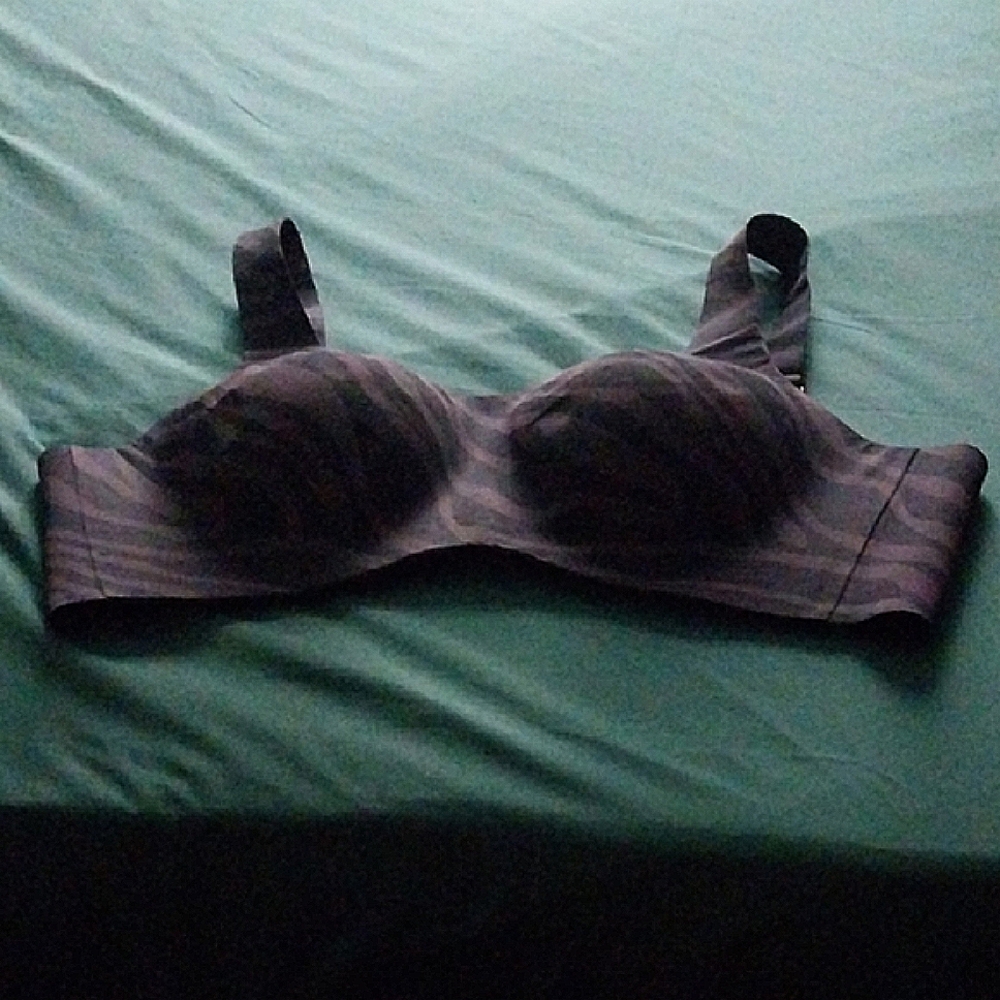 Knix Striped Black and Gray Women's Bra